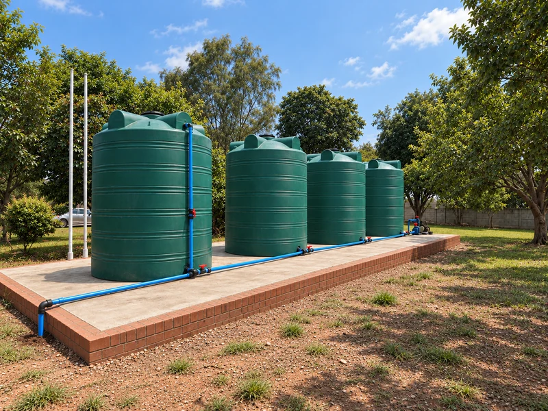 Aspindale Park, Harare — 10,000 Litre Water Tanks — Concrete Platform and 2 HP Booster Pump